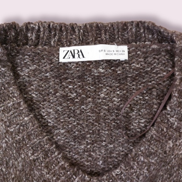 Zara Twisted Knit V Neck Sweater Wool - Picture 5 of 10